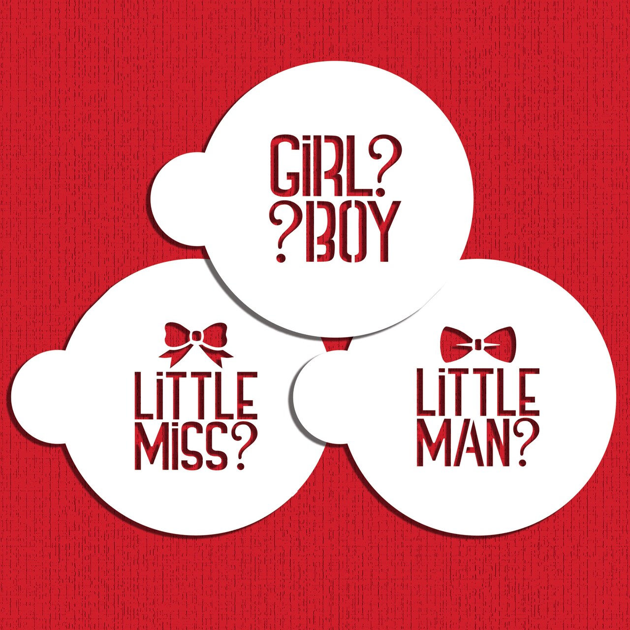 Gender Reveal Cookie Stencil Set | C989 By Designer Stencils | Cookie Decorating Tools | Baking Stencils for Royal Icing, Airbrush, Dusting Powder | Reusable Plastic Food Grade Stencil for Cookies | Easy to Use & Clean Cookie Stencil